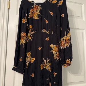 Saltwater LUXE Brown and Purple Mini Sundress with Bishop Sleeves